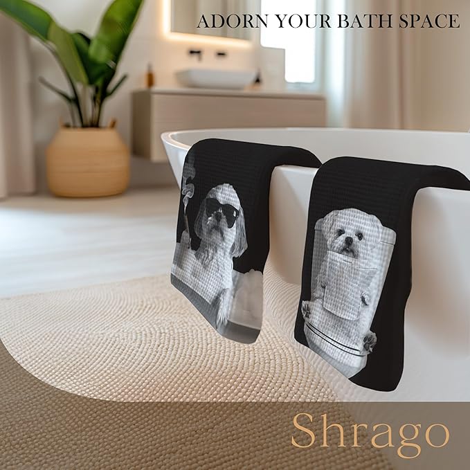 Funny Shih Tzu Bathroom Hand Towels, Shih Tzu Gifts, Dog Mom Dad Lover Gifts Hand Towels for Bath Room Washroom, Dog Bathroom Decor, 16x24 Inch Set of 2