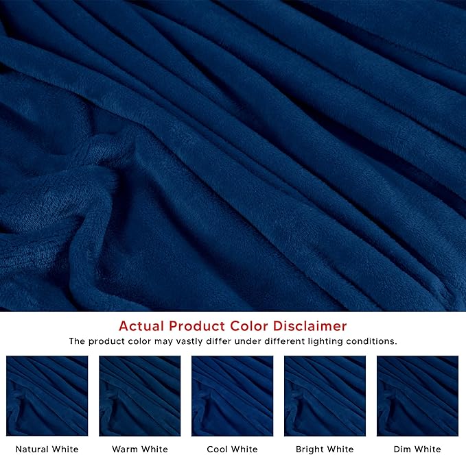 Utopia Bedding Navy Fleece Blanket Queen Size Lightweight Fuzzy Soft Anti-Static Microfiber Bed Blanket (90x90 Inch)