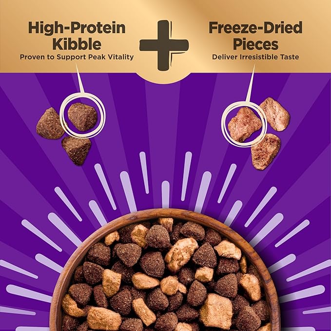Wellness CORE+ Dry Dog Food with Freeze Dried Pieces, Grain Free, High Protein, Natural, Wild Game Duck, Lamb, Wild Boar, & Rabbit Recipe, (10-Pound Bag)