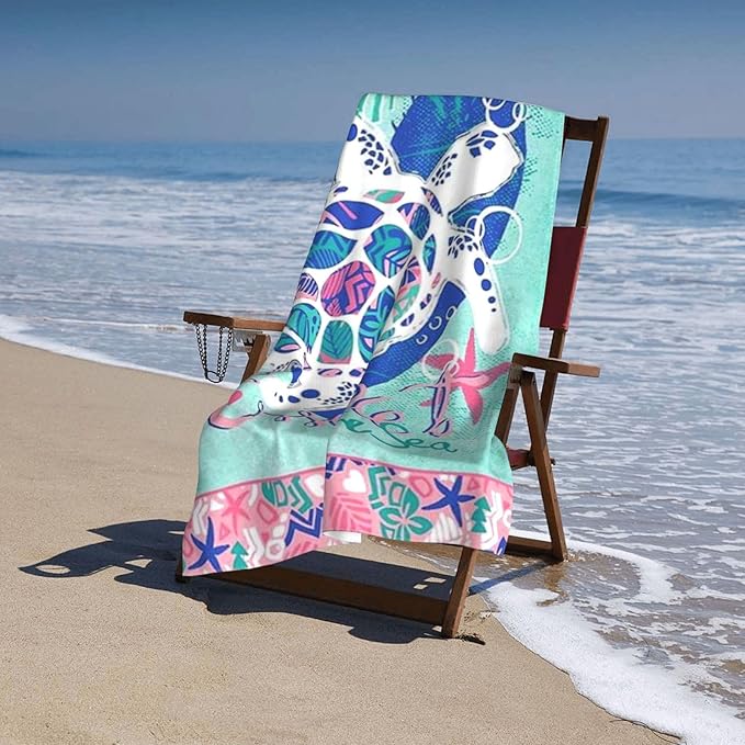 Cute Sea Turtle Beach Towel for Men/Adults, Personalized Microfiber Beach Towels Bulk, Quick Dry Beach Towel for Pool, Lightweight Bath Towels Oversized Clearance 30"x 60"