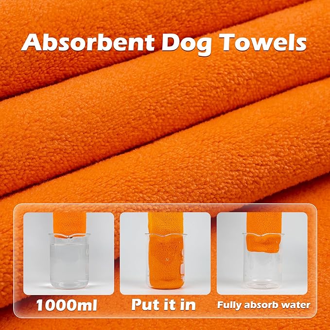 MICOOYO Dog Towels for Drying Dogs 3 Pack, Ultra Absorbent Microfiber Pet Bath Blanket | Quick Dry Towel for Dogs and Cats, 11.8"x11.8", XS