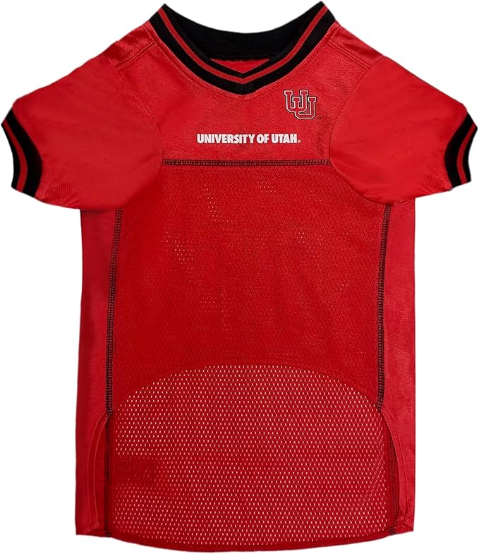 Pets First NCAA College Utah Utes Mesh Jersey for DOGS & CATS, Large. Licensed Dog Jersey with your Favorite Football/Basketball College Team