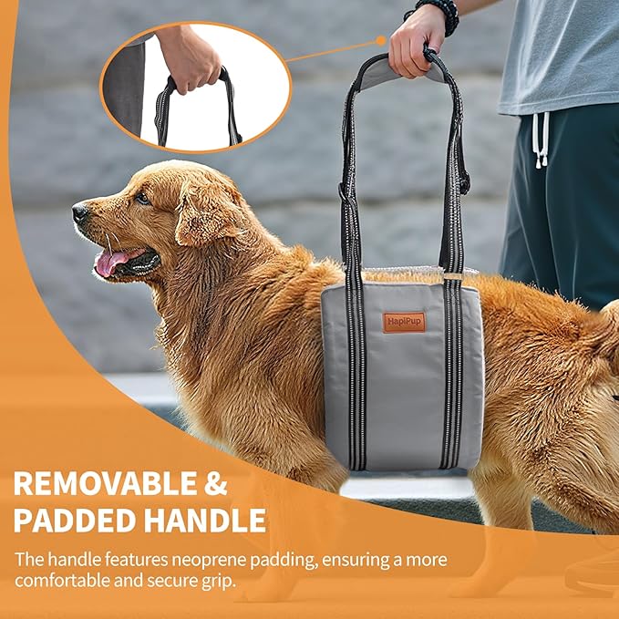 Dog Lift Harness for Large Dogs, Adjustable Comfortable Dog Sling with Handle, Knee & Rear Leg Support for Torn ACL Rehabilitation, Weak Rear Legs, Helps Senior, Disabled Canines(Grey,L)