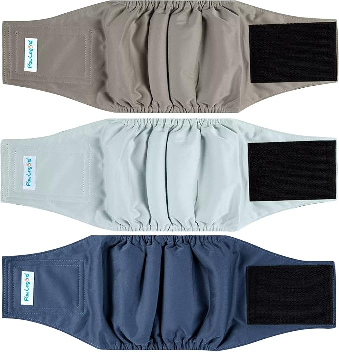 Paw Legend Washable Dogs Diapers Male Dog Belly Bands for Male Dogs Diapers Reusable Puppy & Doggie Diapers Male (3 Pack, X-Large)