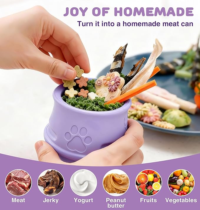 Dog Enrichment Toys to Keep Them Busy, Treat Dispensing Dog Toy, Slow Feeder-Swinging Stuffable & Anxiety Relief & Nature Rubber & Gentle to teeth, Indestructible Dog Toys - Dishwasher Safe, Purple, M