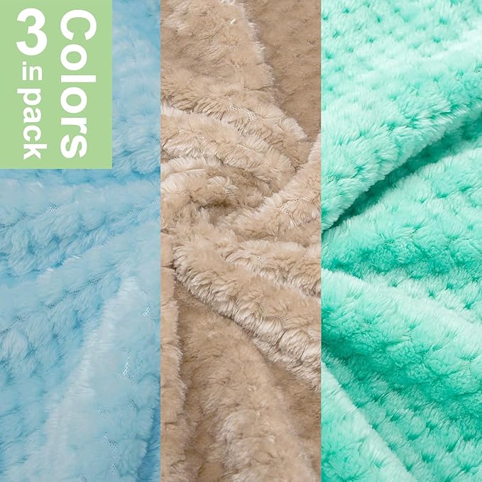 POMIU Dog Sweater, Dog Sweaters for Small Medium Dogs or Cat, Warm Soft Flannel Pet Clothes for Dogs Girl or Boy, Dog Shirt Coat Jacket (Ice Blue+Light Coffee+Teal, X-Large)