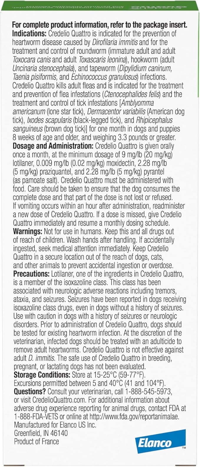 Credelio Quattro Dog Flea & Tick Treatment + Heartworm & Parasite Protection, 25.1-50 lbs (6 Chewable Tablets)