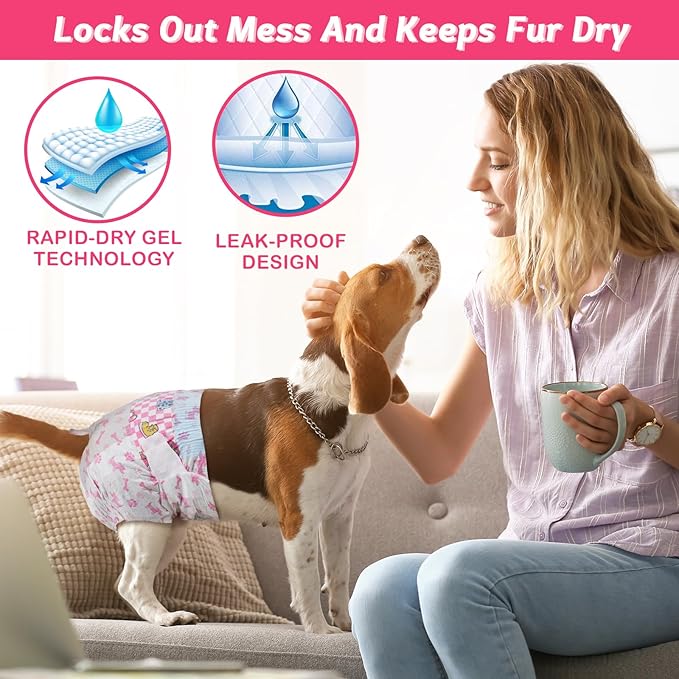 Dono Disposable Pet Diapers Female Dogs Super Absorbent Soft Heating Pee Diapers Liners XXS-M, Including 14-20count Puppy Diapers Dogs Cats (XX Small 60count)