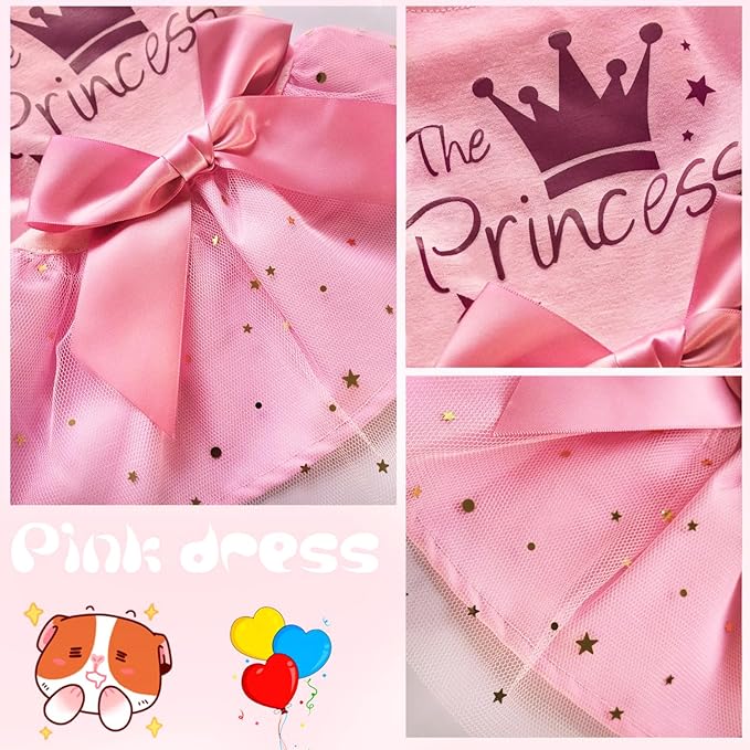 Idepet Princess Dog Dress Tulle Puppy Skirt Pet Apparel Dog Tutu with Bowknot,Birthday Dresses Daisy Sleeveless Holiday Clothes for Small Dogs Girls and Cats, X-Large