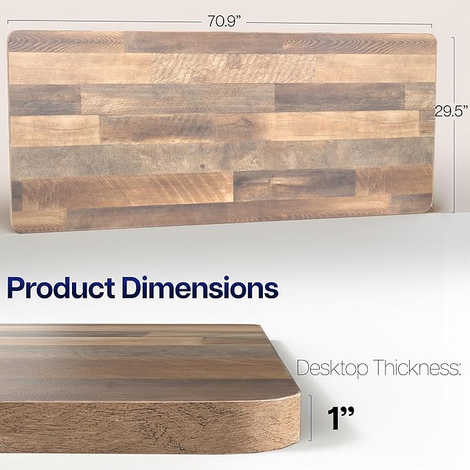 VIVO Reclaimed Wood Universal 71 x 30 inch Solid One-Piece Table Top for Standard and Sit to Stand Height Adjustable Home and Office Desk Frames, DESK-TOP71P