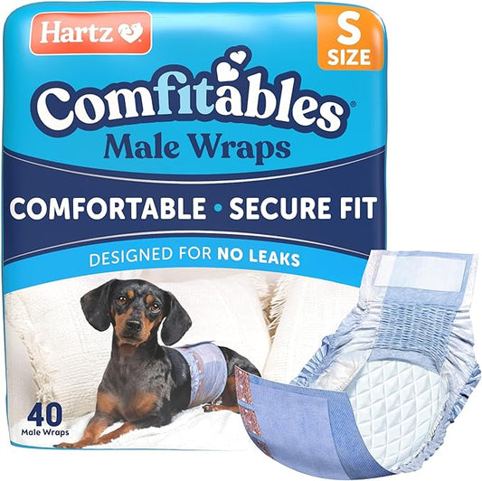 Hartz Comfitables Disposable Male Dog Wraps with Stretchy Waistband, Small 40Count