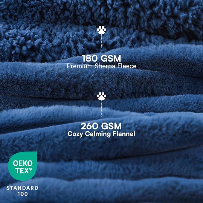 Luciphia Waterproof Dog Blanket for Large Dogs Ultra-Soft Calming Cut Pile Flannel Throw Durable & Warm Furniture Protection for Couch Bed Pet Blanket Machine Washable Deep Navy,L(65''x57'')