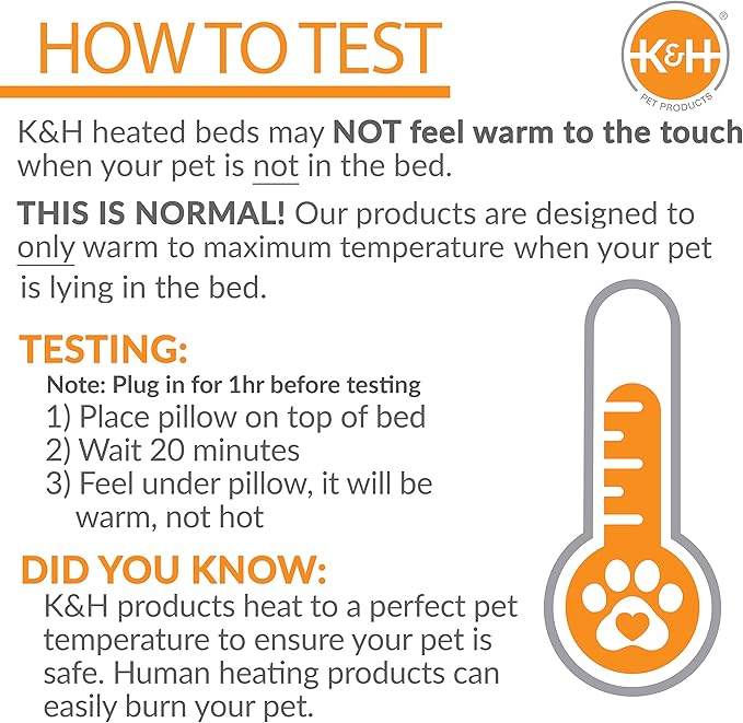 K&H Pet Products Bolster Heated Cat Bed for Indoor Cats, Thermo-Kitty Fashion Splash Orthopedic Foam Heated Pet Bed for Cats or Dogs, Waterproof Pet Heater, Safety Listed Small 18in Round Mocha