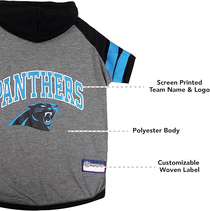 Pets First Hoodie for Dogs & Cats. NFL Football Licensed Dog Hoody Tee Shirt, Large. Sports Hoody T-Shirt for Pets. Licensed Sporty Dog Shirt