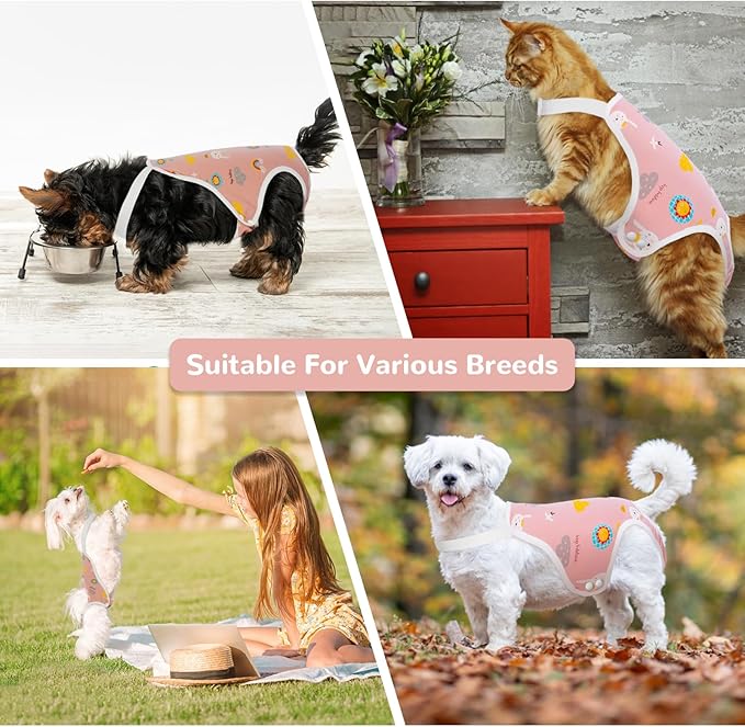 QBLEEV Dog Diapers Female Washable Sanitary Pantie with Adjustable Suspender, Reusable Doggie Diapers for Male Dogs in Heat, Cute Puppy Pet Period Panties Dog Underwear for Corgi French Bulldog S