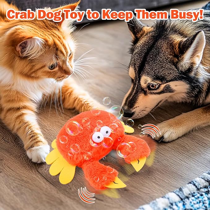 Mity rain Interactive Dog Toys, Crab Dog Toy That Wiggle Pinchers, Dog Toys to Keep Them Busy, Touch Activated for Small/Medium/Large Puppy Enrichment, Rechargeable Pet Toy Plush, Squeaky Dog Toy