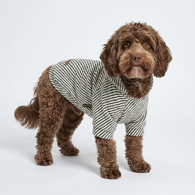 Fitwarm Sliver Striped Dog Hoodie, Doggy Winter Clothes for Small Dogs Boy Girl, Dog Sweatshirt with Hood, Lightweight Pet Hoodie, Silver, Black, Large