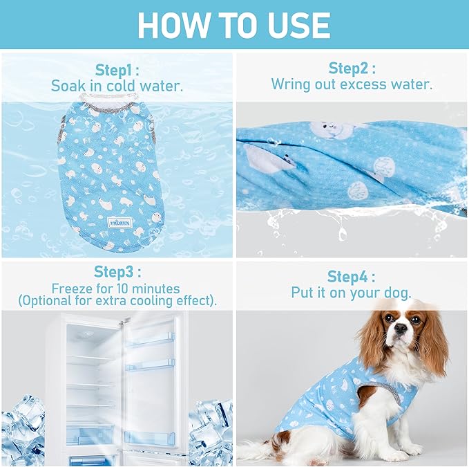 KYEESE 2Pack Dog Cooling Shirt, Breathable Dog Shirt for Large Dogs, Sun Protection Dogs Cooling Vest Tank Top, Lightweight Soft Sleeveless Summer Pet Clothes, Polar Bear+Ice, 3XL