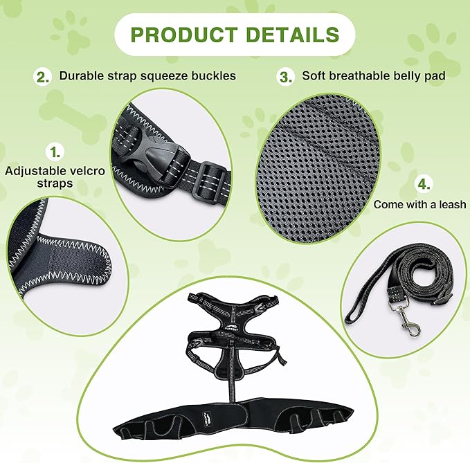 Dog Knee Brace with Cruciate Ligament Injuries ACL - Keeps Joints Warm and Stable, Dog Rear Leg Wrap Harness Set for Leg Wound Care Prevents Licking, Upgraded Adjustable Leg Support