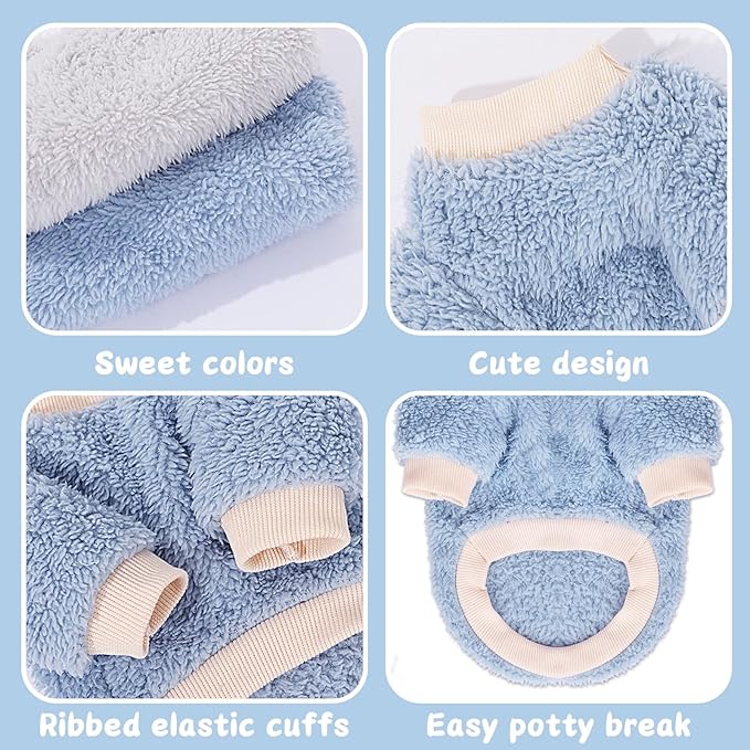 Winter Dog Sweaters for Small Dogs, Warm Extra Small Dog Sweater, Cute Thick Fleece Puppy Clothes for Dogs Like Teacup Chihuahua Yorkie Girl Boy, 2 Pack, XXS