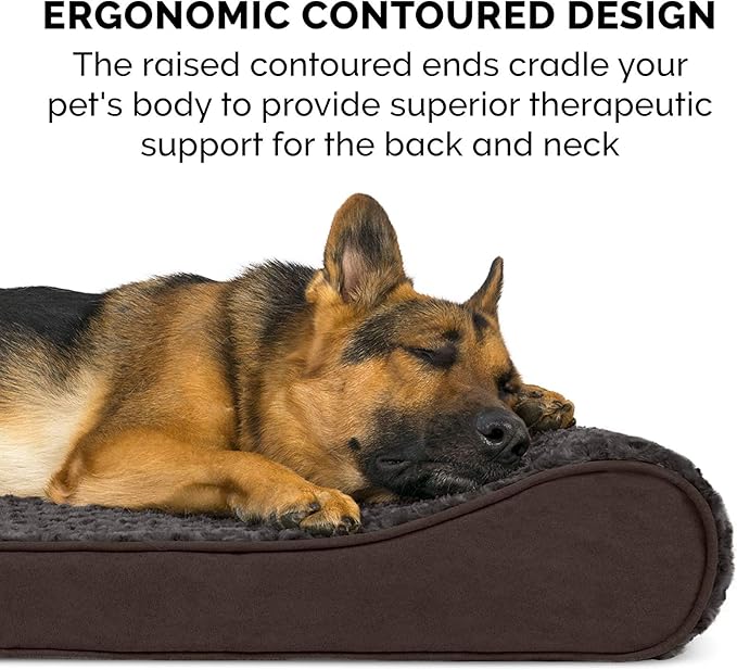 Furhaven Cooling Gel Dog Bed for Extra Large Dogs w/ Removable Washable Cover, For Dogs Up to 180 lbs - Ultra Plush Faux Fur & Suede Luxe Lounger Contour Mattress - Chocolate, Giant/XXXL