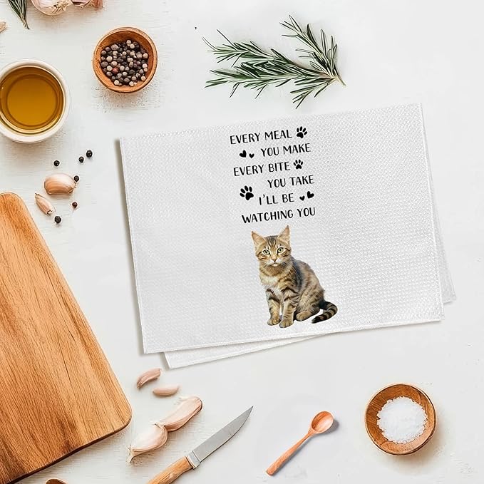 Funny Tabby Cat Gifts for Cats Lovers Kitchen Towels, Tabby Cat Hand Towel, Every Meal You Make Decorative Tea Dish Towels for Kitchens, Funny Pet Kitty Kitchen Decor, 16x24in