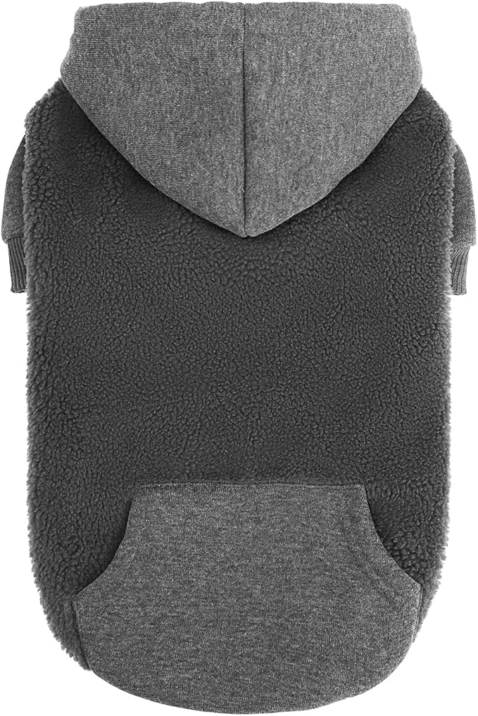 PUPTECK Dog Hoodie Puppy Sweatshirt Warm Dog Sweater Winter Clothes Cold Weather Coats for Small Medium Large Dogs, Grey, L