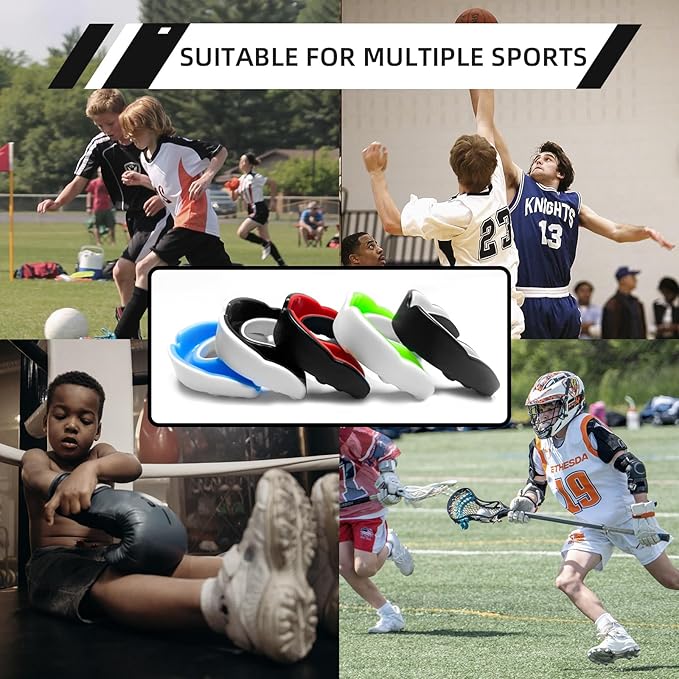 5 Pack Kids Youth Mouth Guard for Sports, Boys Girls Mouth Guard with Case, Child Teen Sports Mouthguard for Football Lacrosse Basketball Boxing Soccer Taekwondo MMA Karate
