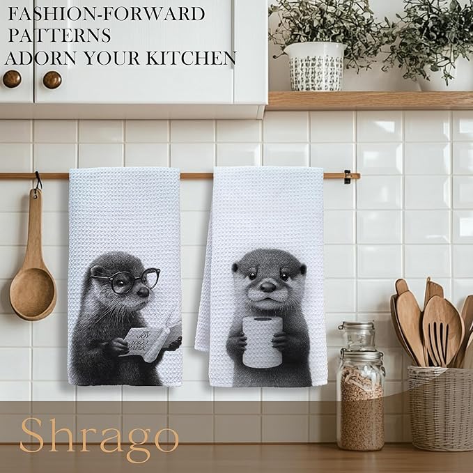 Funny Otter Bathroom Hand Towels, Kids Bathroom Decor, Gifts for Otter Lovers Hand Towels for Kids Bath Room Washroom, Animal Lovers Gifts, 16x24 Inch Set of 2