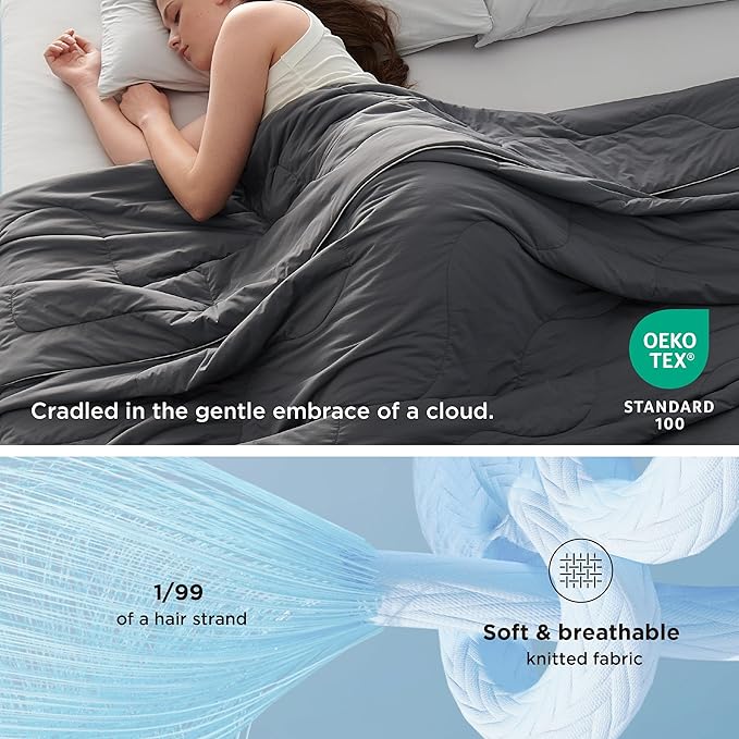 Bedsure Cooling Blankets for Hot Sleepers - Cooling Comforter, Cold Summer Blanket Twin Size for Bed, Ice Breathable and Lightweight Gift for Night Sweats, Dark Grey, 60x80 Inches