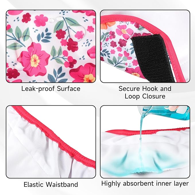 4 Pack Reusable Female Dog Diaper, Highly Absorbent Doggie Diapers for Female Dogs, Dog Diaper Large, Flowers