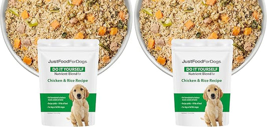 JustFoodForDogs DIY Nutrient Blend for Homemade Dog Food, Chicken & White Rice, (Pack of 2)
