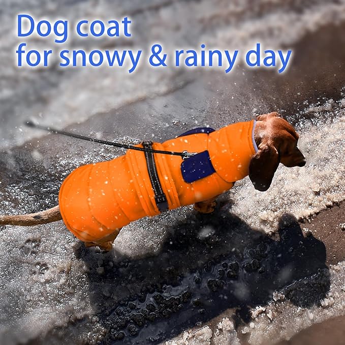 MIGOHI Snowproof Dog Coat - Thick Fleece Dog Jacket with Adjustable Collar, Keep Warm Winter Coat for Medium Dogs Cold Weather Walking Playing,Australian Shepherd,XL,Orange