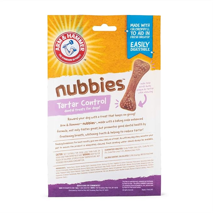 Arm & Hammer for Pets Nubbies Dental Treats for Dogs with Baking Soda & Calcium, Treat Chews Help Fight Bad Breath, Plaque & Tartar, Chicken Dog, Sm Size, 20 Pcs, 24pk (Packaging May Vary)