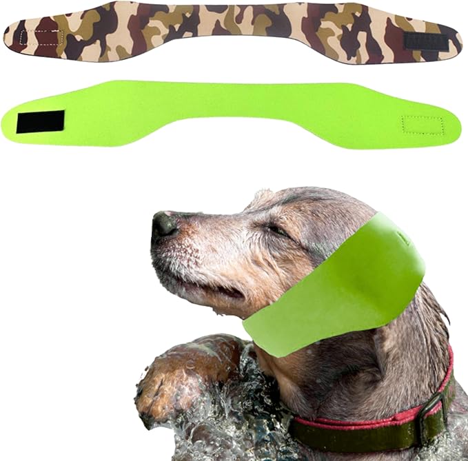 2pcs Dog Ear Covers for Swimming, Ear Protection for Dogs Bathing, Dog Bath Supplies, Ears Wrap for Dogs, Waterproof Ears Covers Swimming Cap, Adjustable Shower Cap (Green, Camouflage, L)