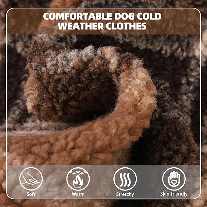 PUPTECK Dog Hoodie Puppy Sweatshirt Warm Dog Sweater Winter Clothes Cold Weather Coats for Small Medium Large Dogs, Brown, XS