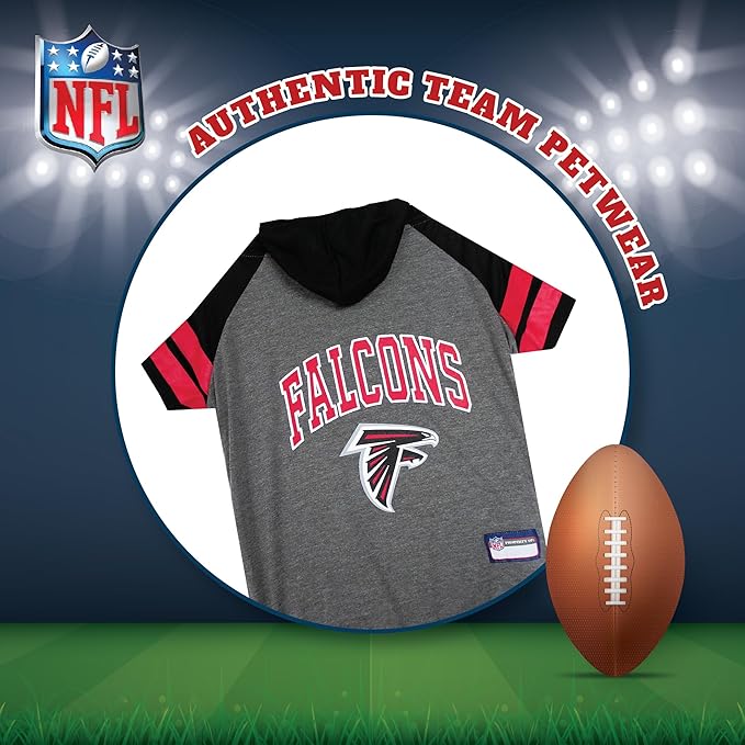 Pets First NFL Atlanta Falcons Hoodie for Dogs & Cats. NFL Football Licensed Dog Hoody Tee Shirt, Large. Sports Hoody T-Shirt for Pets. Licensed Sporty Dog Shirt (ATL-4044-LG)