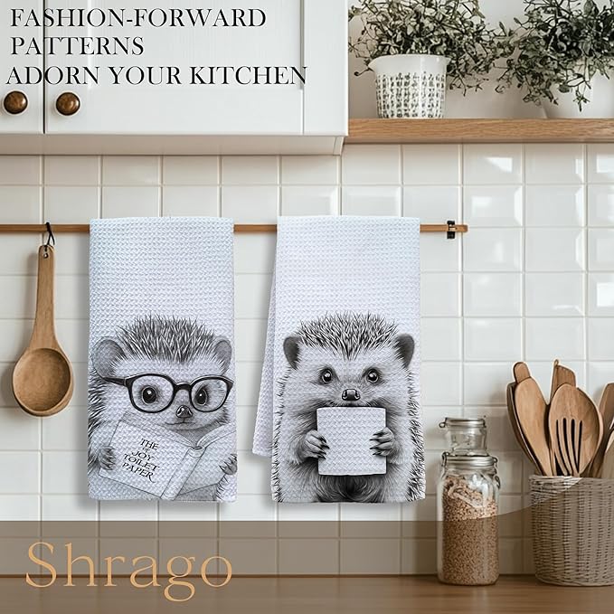 Funny Hedgehog Bathroom Hand Towels, Kids Bathroom Decor, Hedgehog Gifts for Women Men Hand Towels for Kids Bath Room Washroom, Animal Lovers Gifts, 16x24 Inch Set of 2