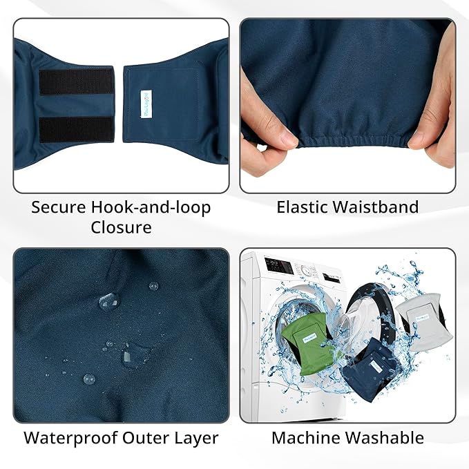 Paw Legend Washable Dog Belly Band Wrap Diapers for Male Dog | High Absorbing Puppy & Doggy Diapers Male (3 Pack,Army,Grey,Navy,X-Large)