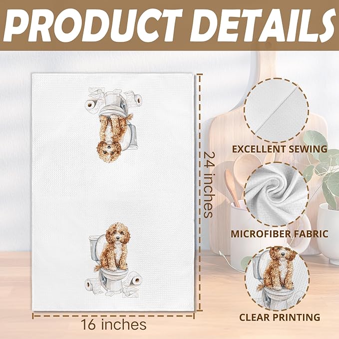 Funny Cavapoo Dog Bathroom Hand Towels, Cavapoo Gifts Hand Towel, Gifts for Dog Lovers Owners Decorative Towels for Bathrooms, Funny Puppy Pet Bathroom Toilet Washroom Decor, 16x24in
