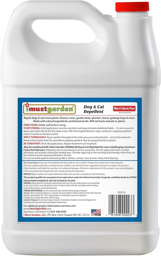 IMUSTGARDEN Dog and Cat Repellent: All Natural Spray to Stop Chewing and Repel from Yards, Plants, and Gardens – 1 Gallon Ready-to-Use