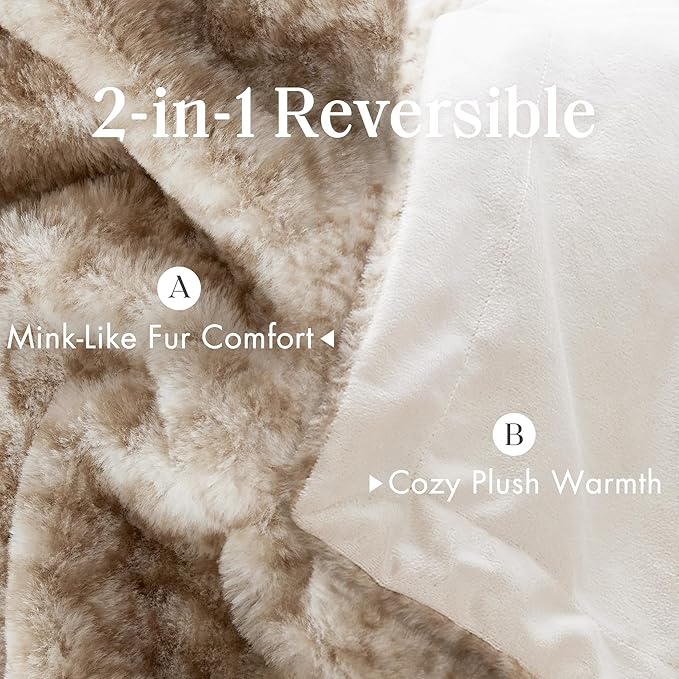 Madison Park Zuri Soft Plush Luxury Oversized Faux Fur Throw Animal Stripes Design, Faux Mink On The Reverse, Modern All Seasons Blanket for Bed, Sofa Couch, Office, Leopard, 60x70