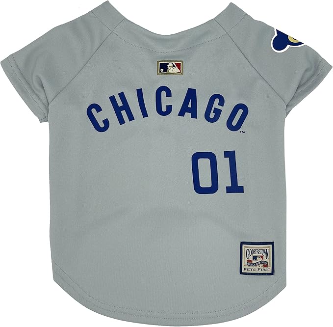MLB Chicago Cubs Vintage Throwback Jersey for Dogs & Cats in Team Color. Comfortable Polycotton Material, Small