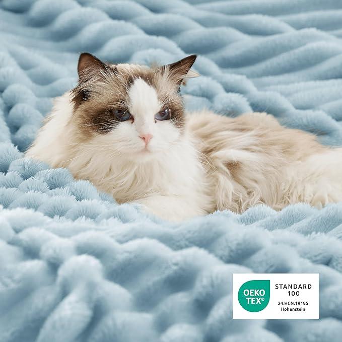 Bedsure Sherpa Blanket King Size for Bed - Super Soft, Cozy Fleece Thick Warm Blanket for Winter, GentleSoft Home Room Decor, Sky Blue, 108x90 Inches