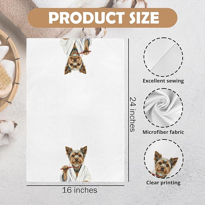Funny Yorkshire Terrier Gifts Bathroom Hand Towel, Yorkie Bathroom Decor, Yorkie Dog Hand Towel for Kitchen Washroom Decor, Yorkshire Terrier Dog Lover Gifts Dish Towels,16x24