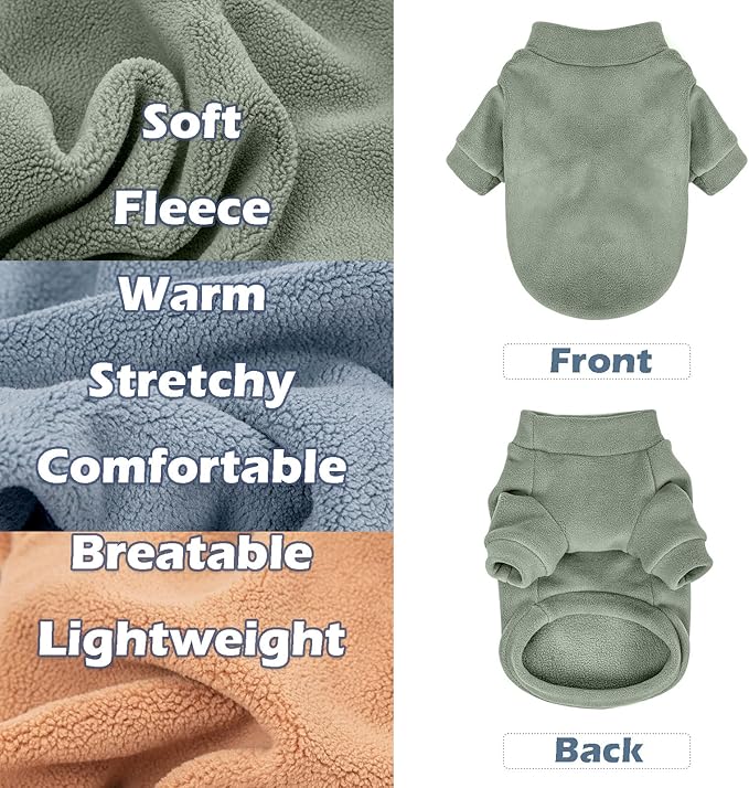Dog Sweater, 3 Pack Dog Sweaters for Small Dogs Girl Boy, Ultra Soft Warm Puppy Clothes Coat for Winter (Lt Blue+Olive+Brown, XX-Large)