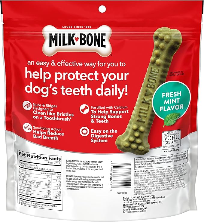 Milk-Bone Brushing Chews Original Chicken Flavor Daily Dental Dog Treats, Small/Medium, 19.6 Oz. Bag (Pack of 5)