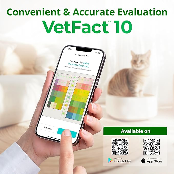 [20 Kits] Free Mobile App 10 Parameter Urine Test Strips for Cat & Dog, Cat & Dog UTI Test Strips at Home ; Glucose, Specific Gravity, pH, Ketone, Protein & More
