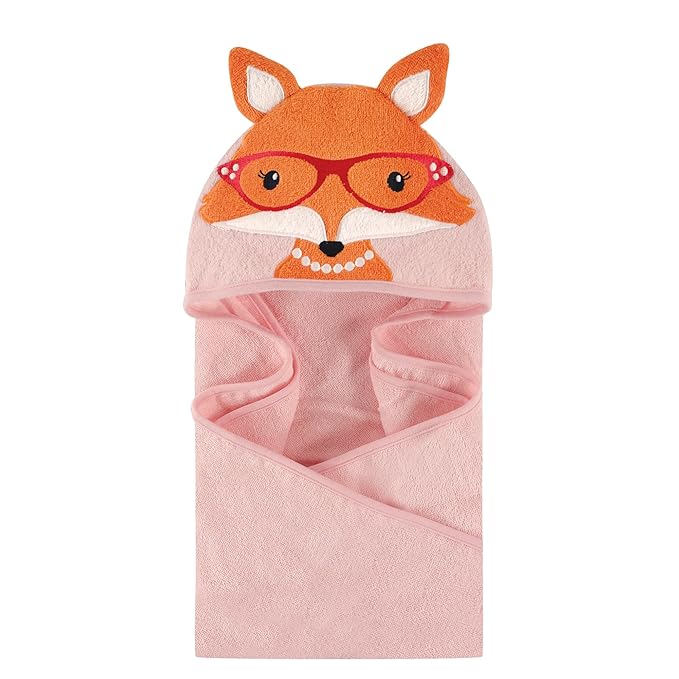 Hudson Baby Unisex Baby Cotton Animal Face Hooded Towel, Foxy, One Size