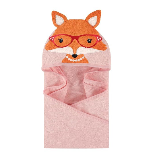 Hudson Baby Unisex Baby Cotton Animal Face Hooded Towel, Foxy, One Size